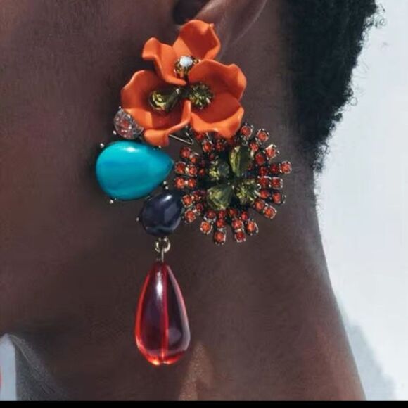 Zara Vibrant Floral Statement Earrings - Picture 4 of 17